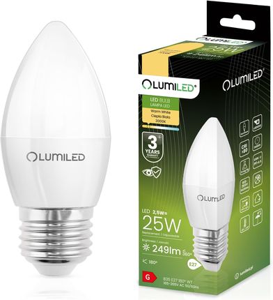 Lumiled Żarówka Led E27 B35 2,5W = 25W 249Lm 3000K Ciepła 180°