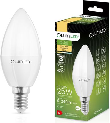 Lumiled Żarówka Led Świeca B35 E14 2,5W = 25W 249Lm 3000K Ciepła 180°