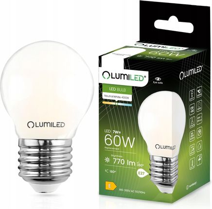 Lumiled Żarówka Led P45 E27 7W = 60W 770Lm 4000K Neutralna 360° Filament Mleczna