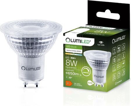 Lumiled Żarówka Led Gu10 8W = 80W 650Lm 4000K Neutralna Reflektor 36° Ściemnialna