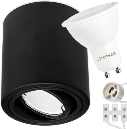 Bellalux Oprawa Natynkowa Halogenowa Metalowa Czarna Spot Tuba 10Cm + Led 6W 4000K Lumiled