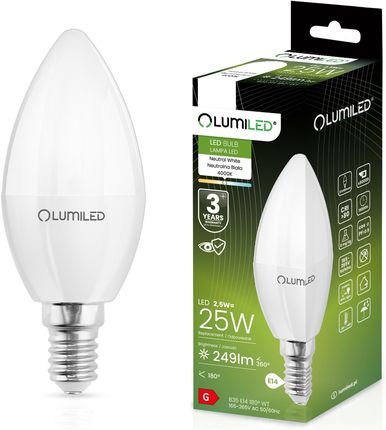 Lumiled Żarówka Led Świeca B35 E14 2,5W = 25W 249Lm 4000K Neutralna 180°