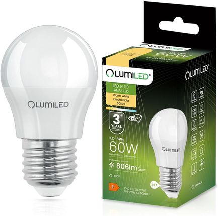 Lumiled Żarówka Led E27 P40 8W = 60W 806Lm 3000K Ciepła 180°