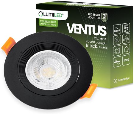 Lumiled Oprawa Halogenowa Podtynkowa Ruchoma Okrągła Czarna Gu10 Mr16 Ventus