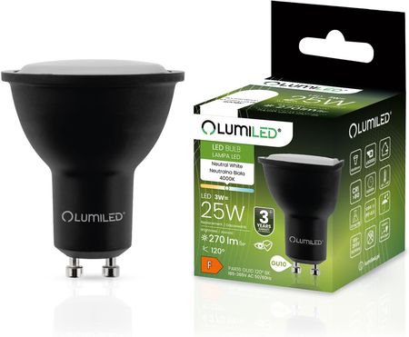 Lumiled Żarówka Led Gu10 3W = 25W 270Lm 4000K Neutralna 120° Czarna