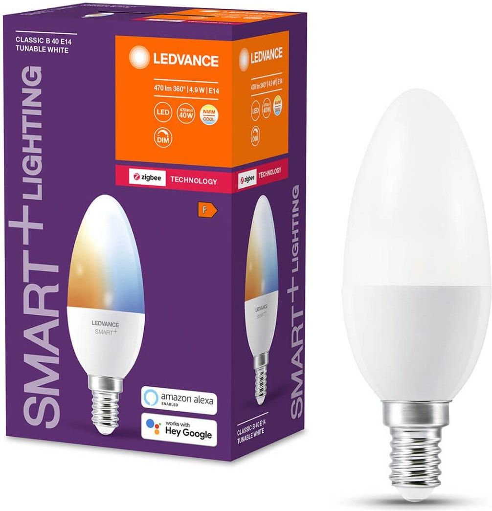 Lot 12 Ampoules LEDvance Smart+ Bougie E14 4,9W (40W) Blanc Chaud/froid Dimmable