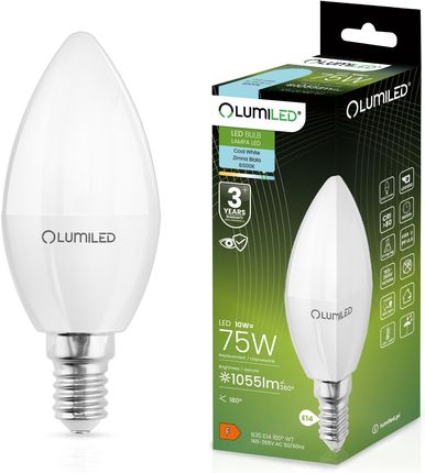 Lumiled Żarówka Led Świeca B35 E14 10W = 75W 1055Lm 6500K Zimna 180°