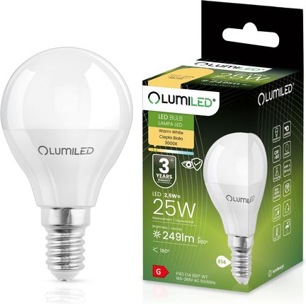 Lumiled Żarówka Led E14 P40 2,5W = 25W 249Lm 3000K Ciepła 180°