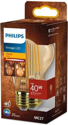 Philips Żarówka Led E27 A60 7W = 40W 470Lm 1800K Ciepła Filament Bursztynowa