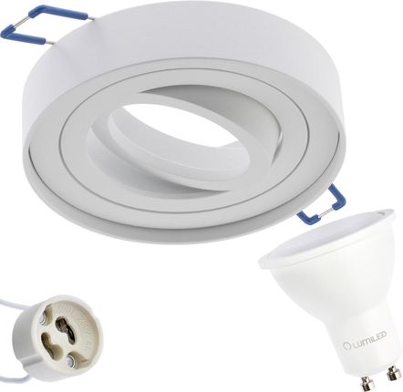 Lumiled Zestaw Oprawa Halogenowa Tuba Spot Ruchoma Midi Gu10 Okrągła Biała 20Mm + Led 8W 4000K