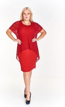 Sukienka FSU620 CZERWONY MOCNY + CZERWONY koronka