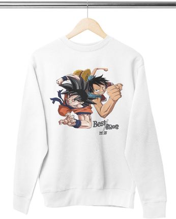 Bluza męska z bawełny organicznej One Piece Monkey D. Luffy Ace Dragon Ball Goku Son