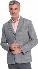 Marynarka męska o kroju Regular z lnem grafitowa V5 OM-BLZB-0128 L