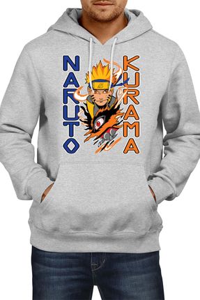 Kurama Demonfox Herren Kapuzenpullover Bluzy Anime Manga Comics Japan Animation, Man M / Grau