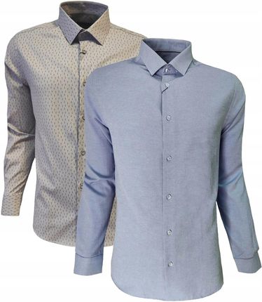KOSZULA MĘSKA WIZYTOWA CASUAL FIT-REGULAR NIEBIESKA XL - zdjęcie 2