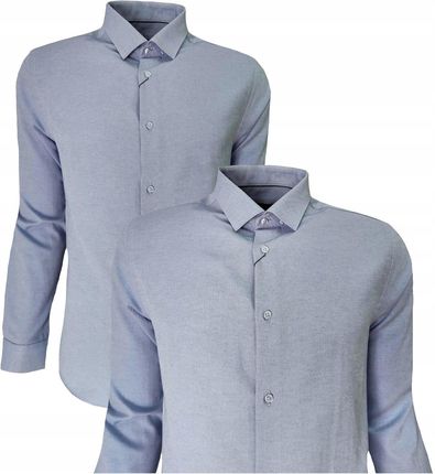 KOSZULA MĘSKA WIZYTOWA CASUAL FIT-REGULAR NIEBIESKA 4XL