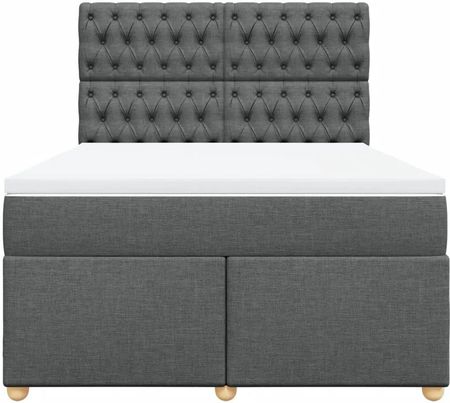 vidaXL Łóżko Kontynentalne Z Materacem Ciemnoszara Tkanina 140X190 Cm 3291283 - zdjęcie 2
