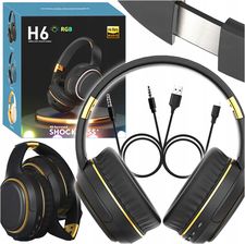 Słuchawki bezprzewodowe nauszne bluetooth z mikrofonem czarne LED RGB aux czarne NOBITECH H6-B