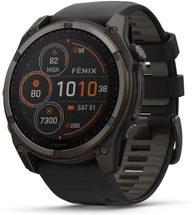 Garmin Fenix 8 51 mm Solar Sapphire Carbon DLC Tytanowy Z Paskiem Sylikonowym W Kolorze Czarnym