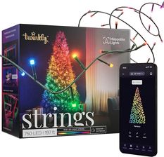 Lampki choinkowe Twinkly Strings 750 RGB LED, czarny przewód, 60 m, IP44