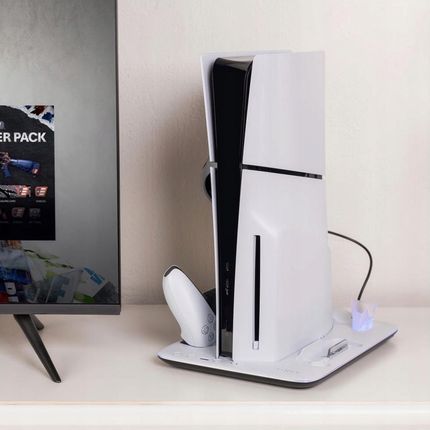 Fixed Multifunctional Station for PlayStation 5 (Slim) with Fans and Charging for two DualSense Controllers FIXPS5S-MCS-BW - zdjęcie 6