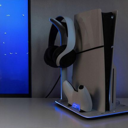 Fixed Multifunctional Station for PlayStation 5 (Slim) with Fans and Charging for two DualSense Controllers FIXPS5S-MCS-BW - zdjęcie 4