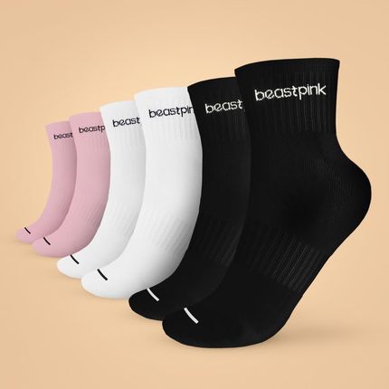 BeastPink Skarpety Midhigh 3Pack White Black Pink