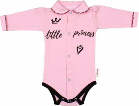 Baby Nellys Body z długim rękawem i kołnierzykiem, rozmiar 68, różowe - Little Princess