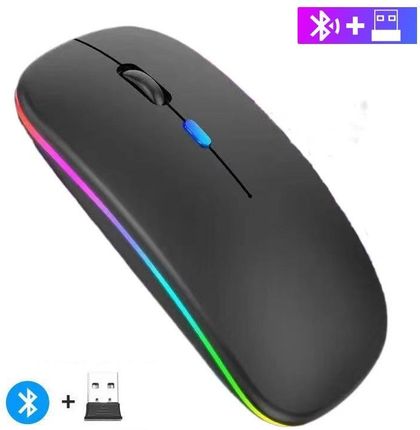 MYSZKA BEZPRZEWODOWA SLIM LED ŁADOWANA RGB Bluetooth+USB 2.4Ghz AKUMULATOR M444021 - zdjęcie 5