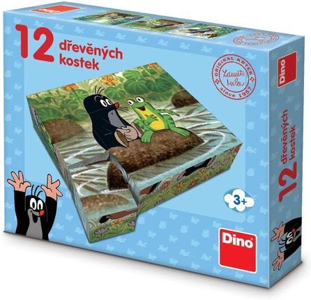 Czeski Krecik Drewniane klocki obrazkowe puzzle z Krecikiem 12 klocków