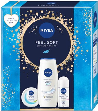 Nivea Feel Soft Zestaw Antyperspirant Roll-On 50ml + Krem Intensywnie Nawilżajacy 100ml + Żel Pod Prysznic 250Ml