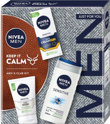 Nivea Men Keep It Calm Zestaw Ochronny Krem Do Twarzy 75ml + Żel Do Mycia Twarzy 100ml + Żel Pod Prysznic 3W1 250Ml