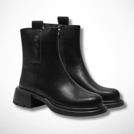 Czarne botki skórzane na grubszej podeszwie Lee Cooper LCJ-24-01-2981L - zdjęcie 2
