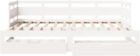vidaXL Łóżko dzienne rozkładane z szufladami białe 90x200 cm drewno sosnowe 507639332 - zdjęcie 2