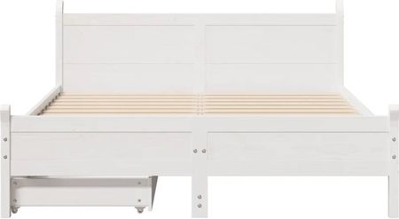 vidaXL Rama łóżka bez materaca biała 135x190 cm lite drewno sosnowe 3309786 - zdjęcie 3