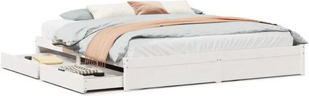 vidaXL Łóżko bez materaca białe 200x200 cm lite drewno sosnowe 3301671 - zdjęcie 3