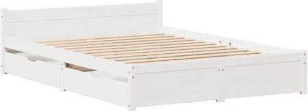 vidaXL Rama łóżka bez materaca biała 140x200 cm lite drewno sosnowe 3301689 - zdjęcie 3