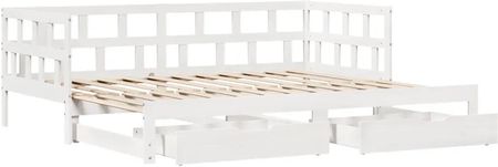 vidaXL Łóżko dzienne rozsuwane szuflady białe 90x200 cm sosnowe 3302202 - zdjęcie 3