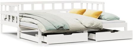 vidaXL Łóżko dzienne rozsuwane szuflady białe 90x200 cm sosnowe 3302202 - zdjęcie 2