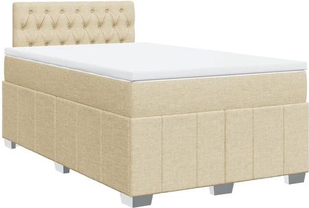vidaXL Łóżko kontynentalne z materacem kremowe 120x190 cm tkanina 3287019 - zdjęcie 3