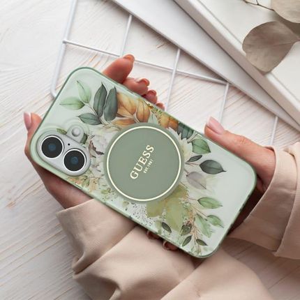 Guess  IML Flower & Tonal Circle MagSafe do Apple iPhone 16 Pro Zielony - zdjęcie 4
