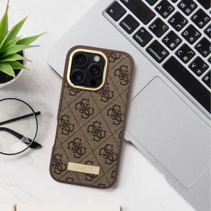Guess Guessguhmp16Mu4Gprw Iphone 16 Plus 6 7 Quot Brązowy Brown Hardcase 4G Logo Plate Magsafe - zdjęcie 3