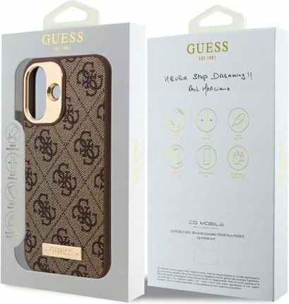 Guess Guhmp16Su4Gprw Iphone 16 6 1 Quot Brązowy Brown Hardcase 4G Logo Plate Magsafe - zdjęcie 3