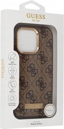 Guess Guhmp16Su4Gprw Iphone 16 6 1 Quot Brązowy Brown Hardcase 4G Logo Plate Magsafe - zdjęcie 4