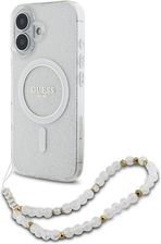 Guess Guhmp16Shgcrelst Iphone 16 6 1 Quot Przeźroczysty Transparent Hardcase Iml Glitter With Pearl Strap Magsafe