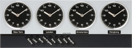 Karlsson Ścienny Time Zone Czarno-srebrny 5071bk