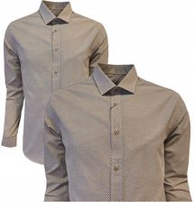 KOSZULA MĘSKA WIZYTOWA CASUAL FIT-REGULAR WZORZYSTA BRĄZ 4XL