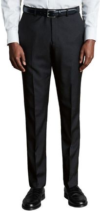 Charles Tyrwhitt Natural Stretch Twill Trousers — Black - Slim fit | 38 (Niewykończone) | 34 Czarne wełniane spodnie garniturowe Garnitury