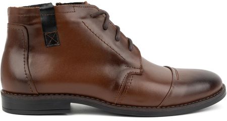 Buty męskie zimowe eleganckie trzewiki 282LU brązowe
