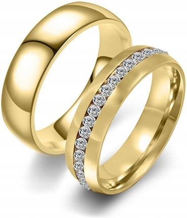 KO3 ZŁOTE OBRĄCZKI ŚLUBNE CYRKONIE STAL 316L PARA